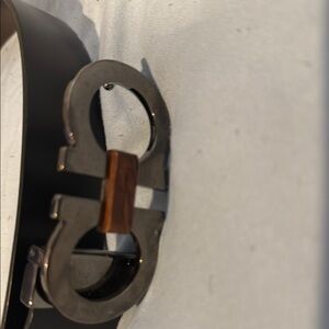 Salvatore Ferragamo Black Belt with Silver Buckle
